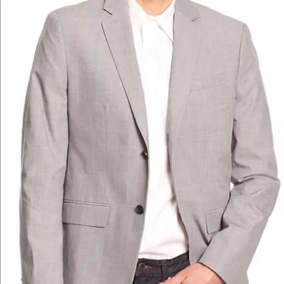 Tailored slim fit cotton plaid blazer jacket